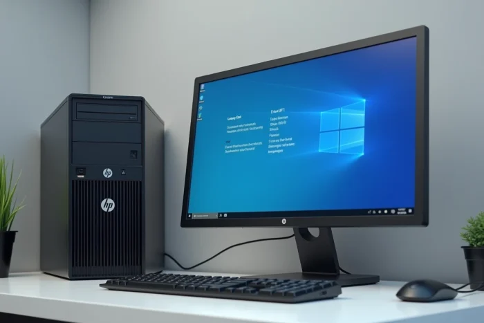 Écran UEFI d'un ordinateur de bureau HP affichant les options de mode de démarrage Legacy et UEFI