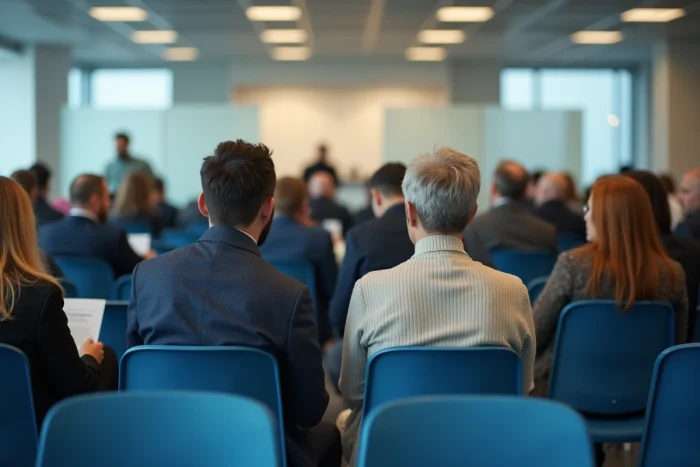 Salle d'attente de la CPAM avec des usagers patientant avant leur rendez-vous